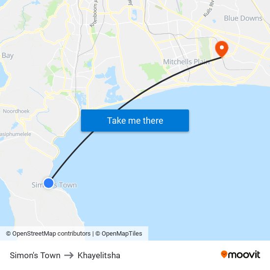 Simon's Town to Khayelitsha map