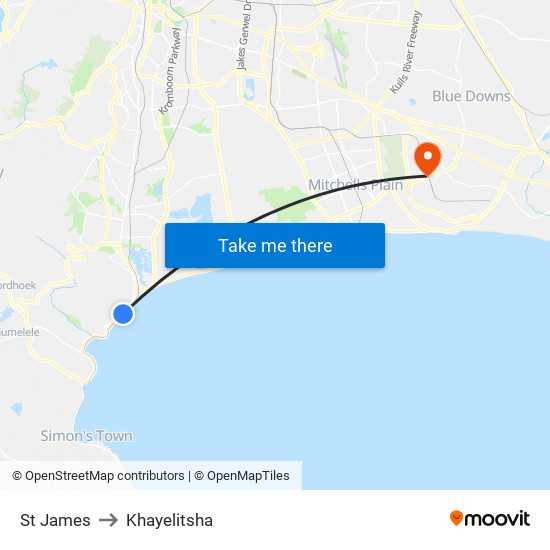 St James to Khayelitsha map