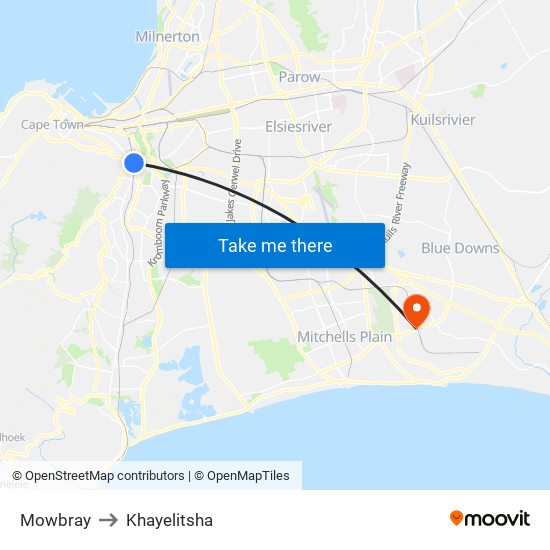 Mowbray to Khayelitsha map