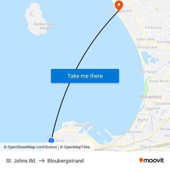 St. Johns Rd. to Bloubergstrand map