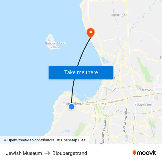 Jewish Museum to Bloubergstrand map