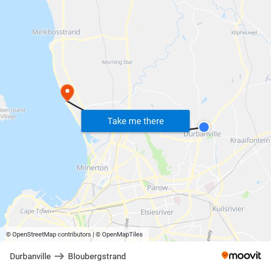 Durbanville to Bloubergstrand map