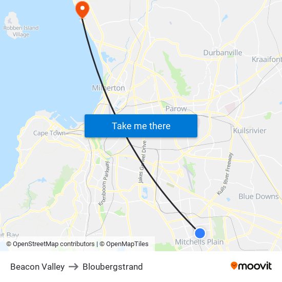 Beacon Valley to Bloubergstrand map