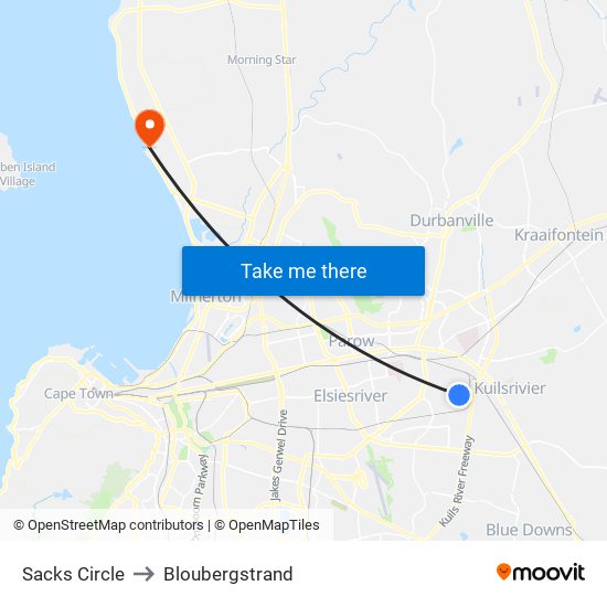 Sacks Circle to Bloubergstrand map