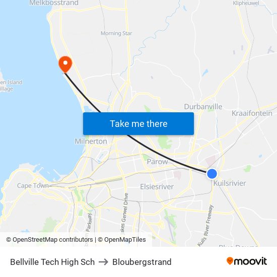 Bellville Tech High Sch to Bloubergstrand map