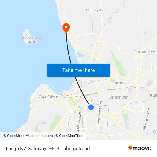 Langa N2 Gateway to Bloubergstrand map