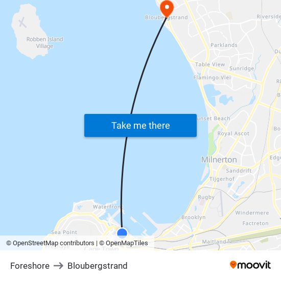 Foreshore to Bloubergstrand map