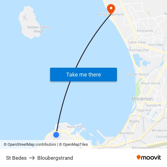 St Bedes to Bloubergstrand map