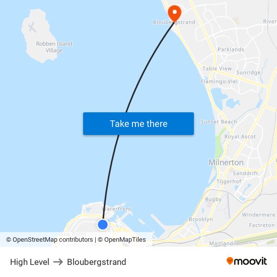 High Level to Bloubergstrand map