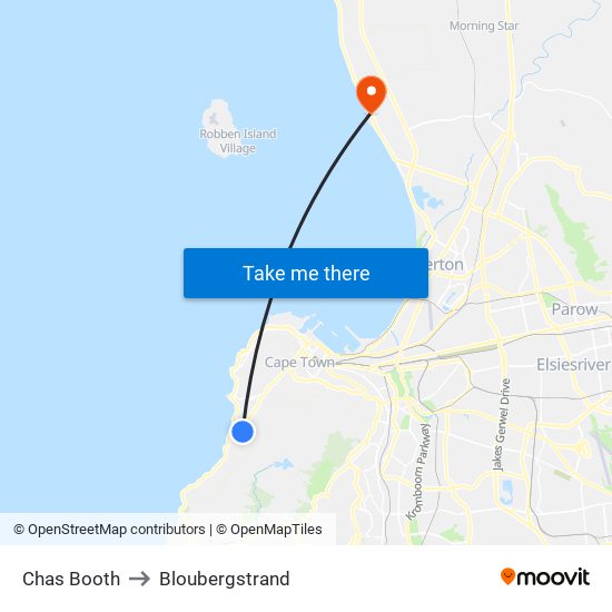 Chas Booth to Bloubergstrand map