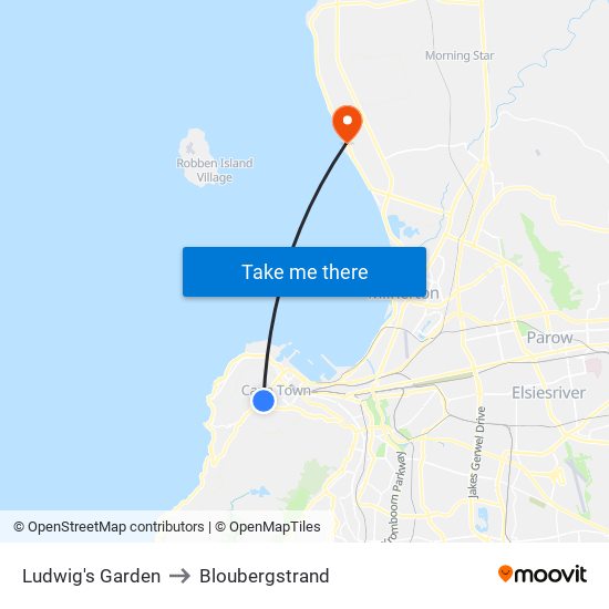 Ludwig's Garden to Bloubergstrand map