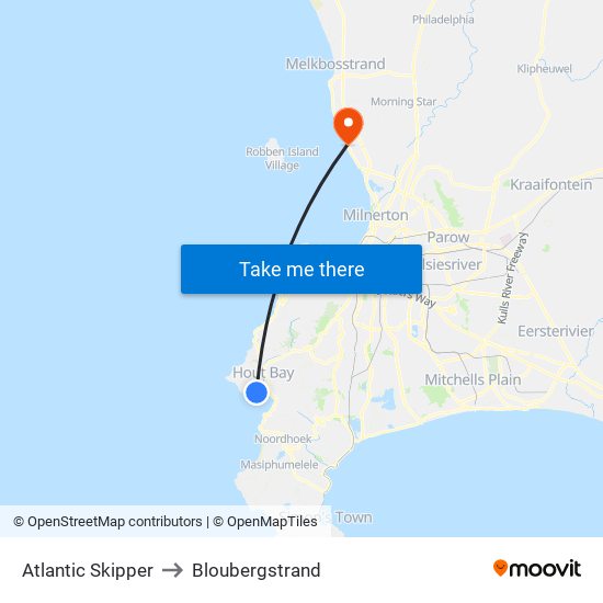 Atlantic Skipper to Bloubergstrand map