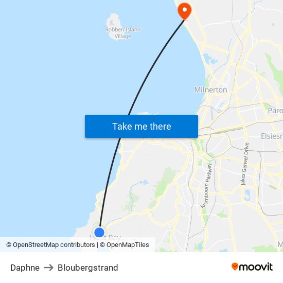 Daphne to Bloubergstrand map