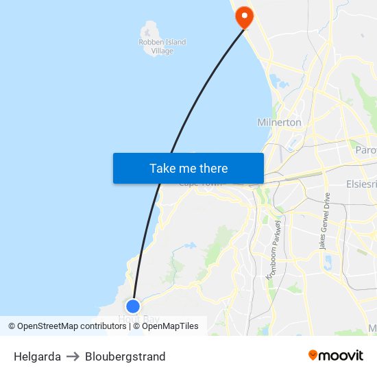 Helgarda to Bloubergstrand map