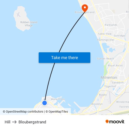 Hill to Bloubergstrand map