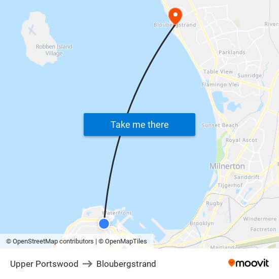 Upper Portswood to Bloubergstrand map