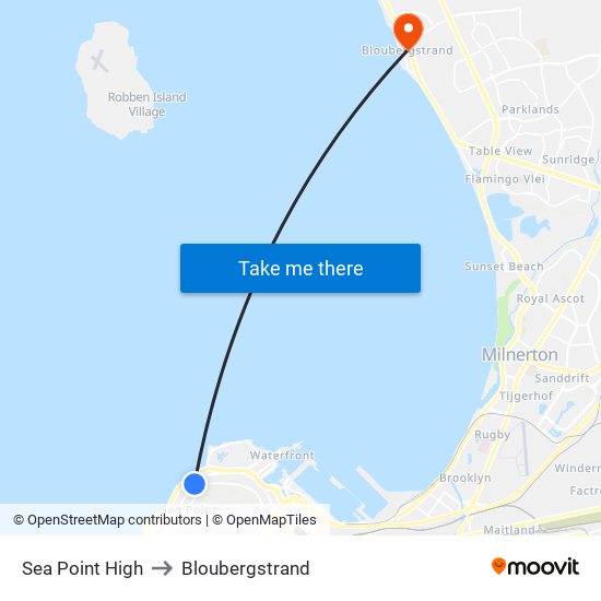 Sea Point High to Bloubergstrand map