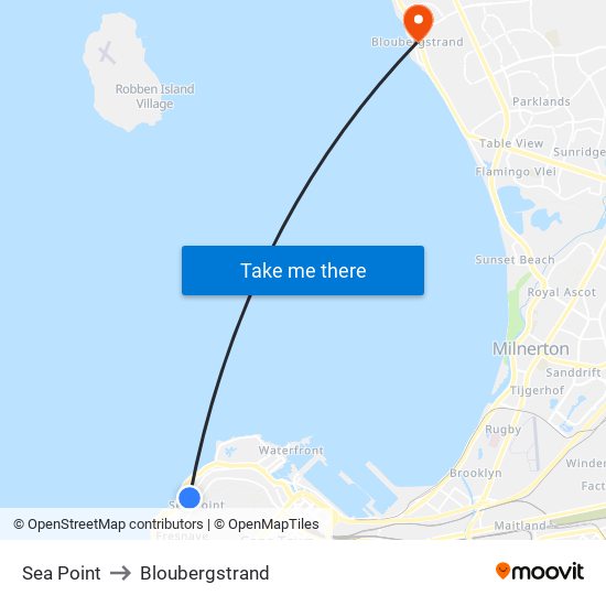 Sea Point to Bloubergstrand map