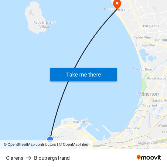 Clarens to Bloubergstrand map