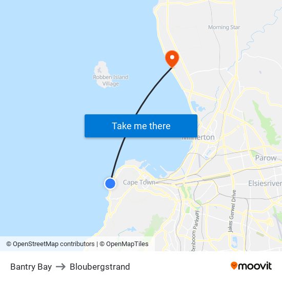 Bantry Bay to Bloubergstrand map