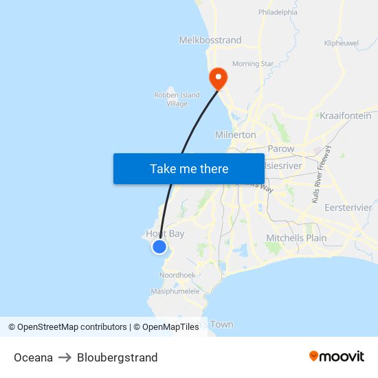 Oceana to Bloubergstrand map