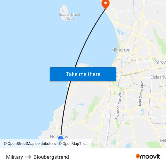 Military to Bloubergstrand map