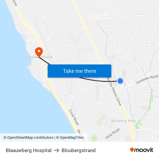 Blaauwberg Hospital to Bloubergstrand map