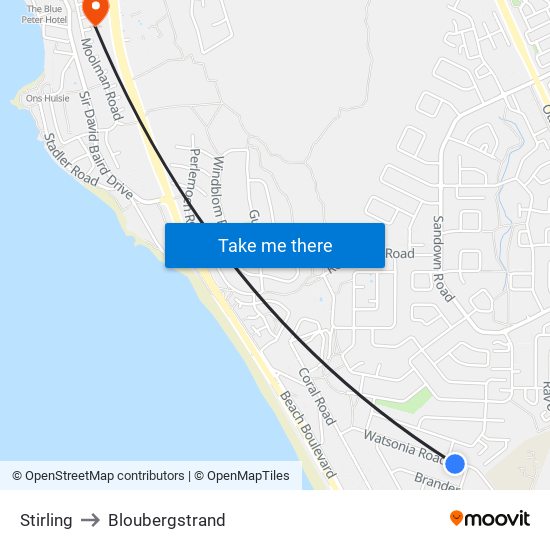 Stirling to Bloubergstrand map