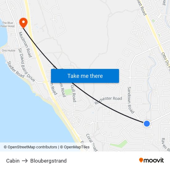 Cabin to Bloubergstrand map