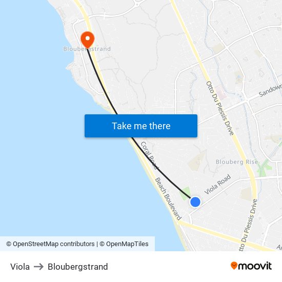 Viola to Bloubergstrand map