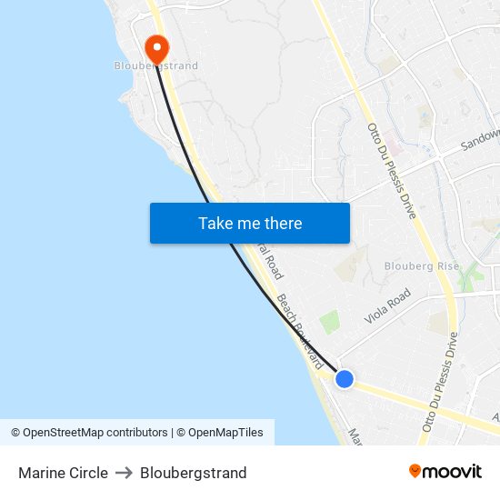 Marine Circle to Bloubergstrand map