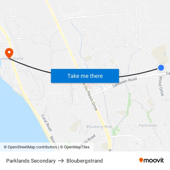 Parklands Secondary to Bloubergstrand map