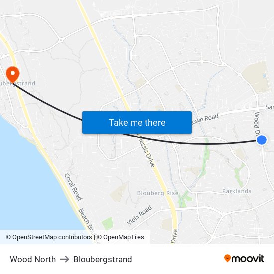 Wood North to Bloubergstrand map