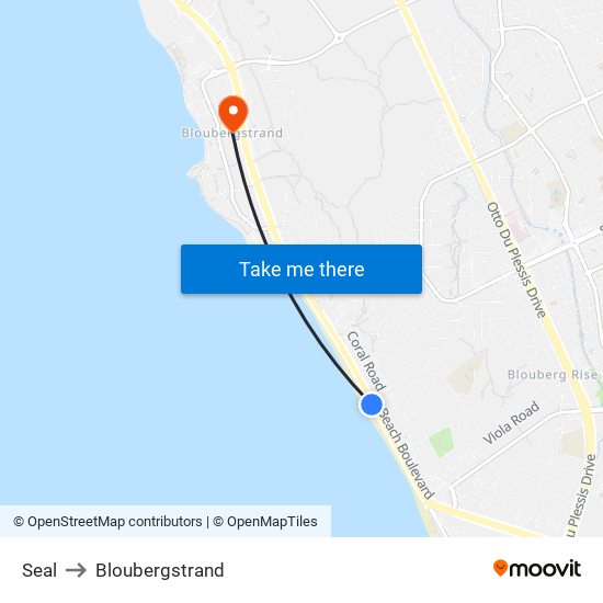 Seal to Bloubergstrand map