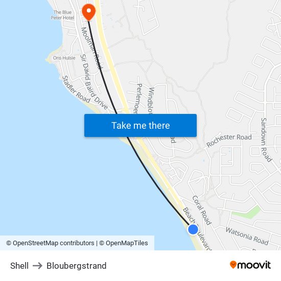 Shell to Bloubergstrand map