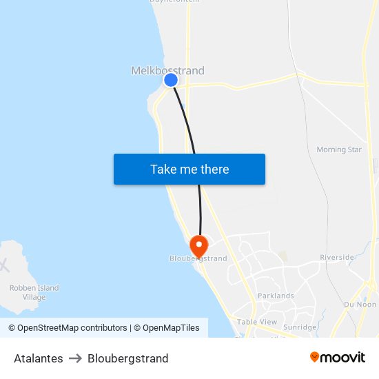 Atalantes to Bloubergstrand map