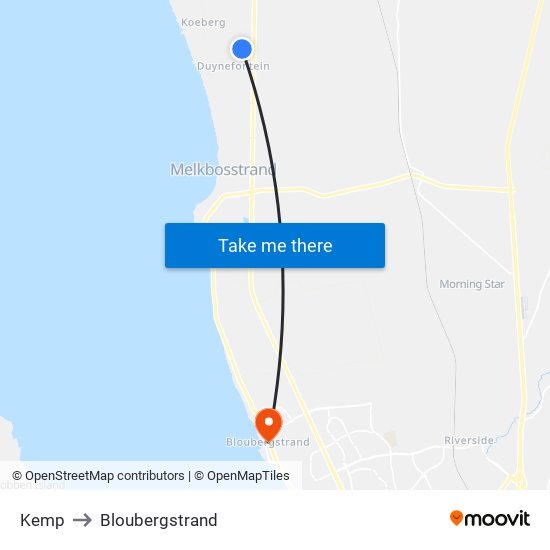 Kemp to Bloubergstrand map