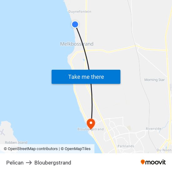 Pelican to Bloubergstrand map