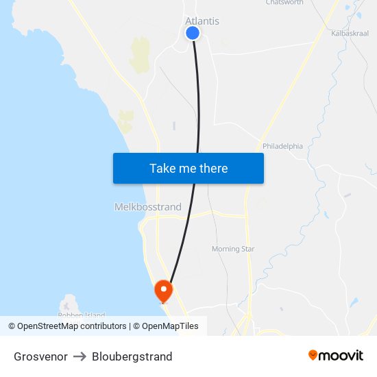 Grosvenor to Bloubergstrand map