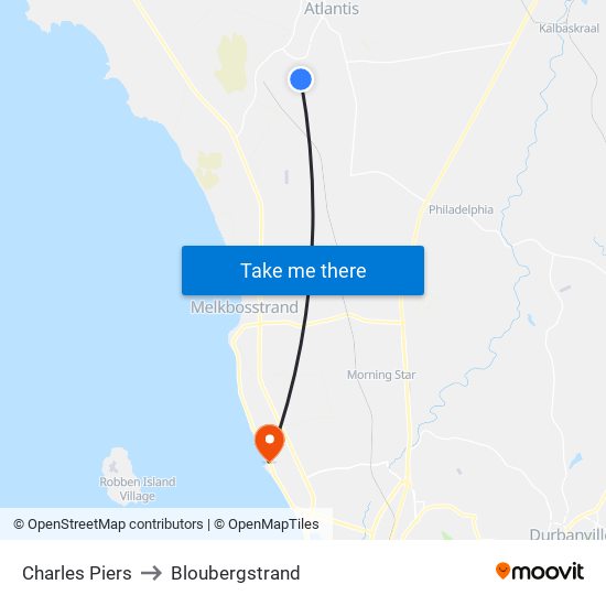 Charles Piers to Bloubergstrand map