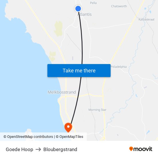 Goede Hoop to Bloubergstrand map