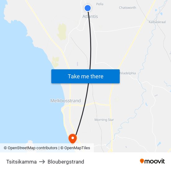 Tsitsikamma to Bloubergstrand map