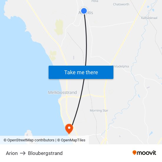 Arion to Bloubergstrand map