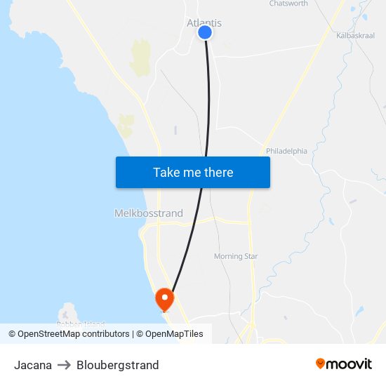 Jacana to Bloubergstrand map