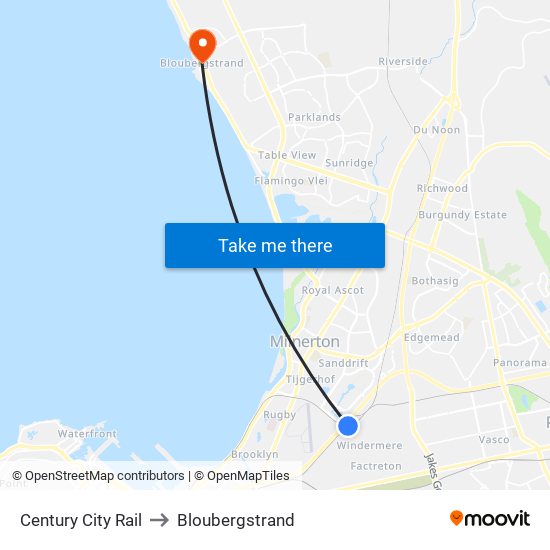 Century City Rail to Bloubergstrand map