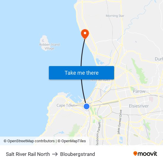 Salt River Rail North to Bloubergstrand map