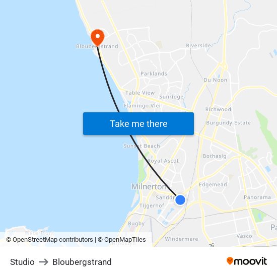 Studio to Bloubergstrand map