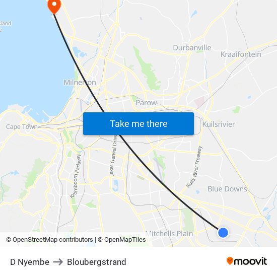 D Nyembe to Bloubergstrand map