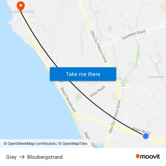 Grey to Bloubergstrand map
