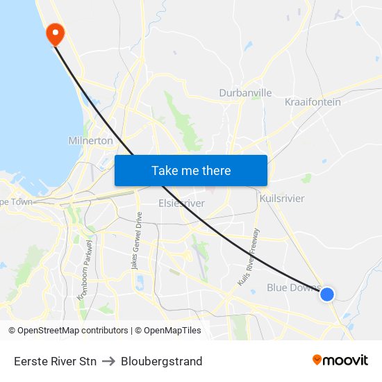 Eerste River Stn to Bloubergstrand map